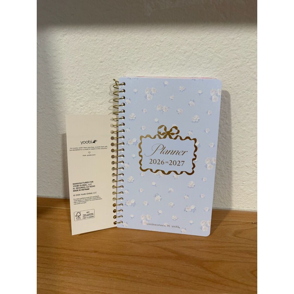 LoveShackFancy x Yoobi 2026–2027 Weekly Monthly Student Planner Blue Floral NWT